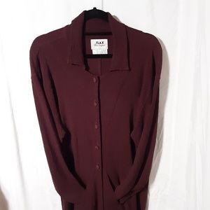 Flax oversized small, shirt, tunic, duster, maroon